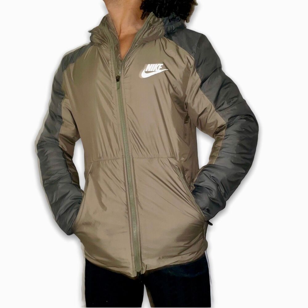 Nike Vintage Rare NSW Down Bubble Nylon Jacket Coat Heavy Brown Beige S